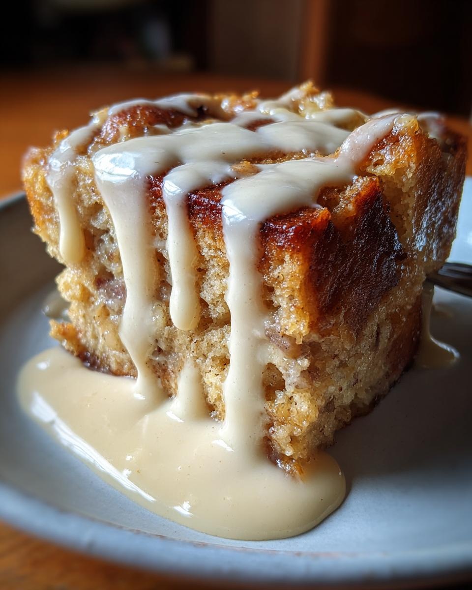 Grandma's Old-Fashioned Bread Pudding with Vanilla Sauce for Christmas, Thanksgiving - detail 3