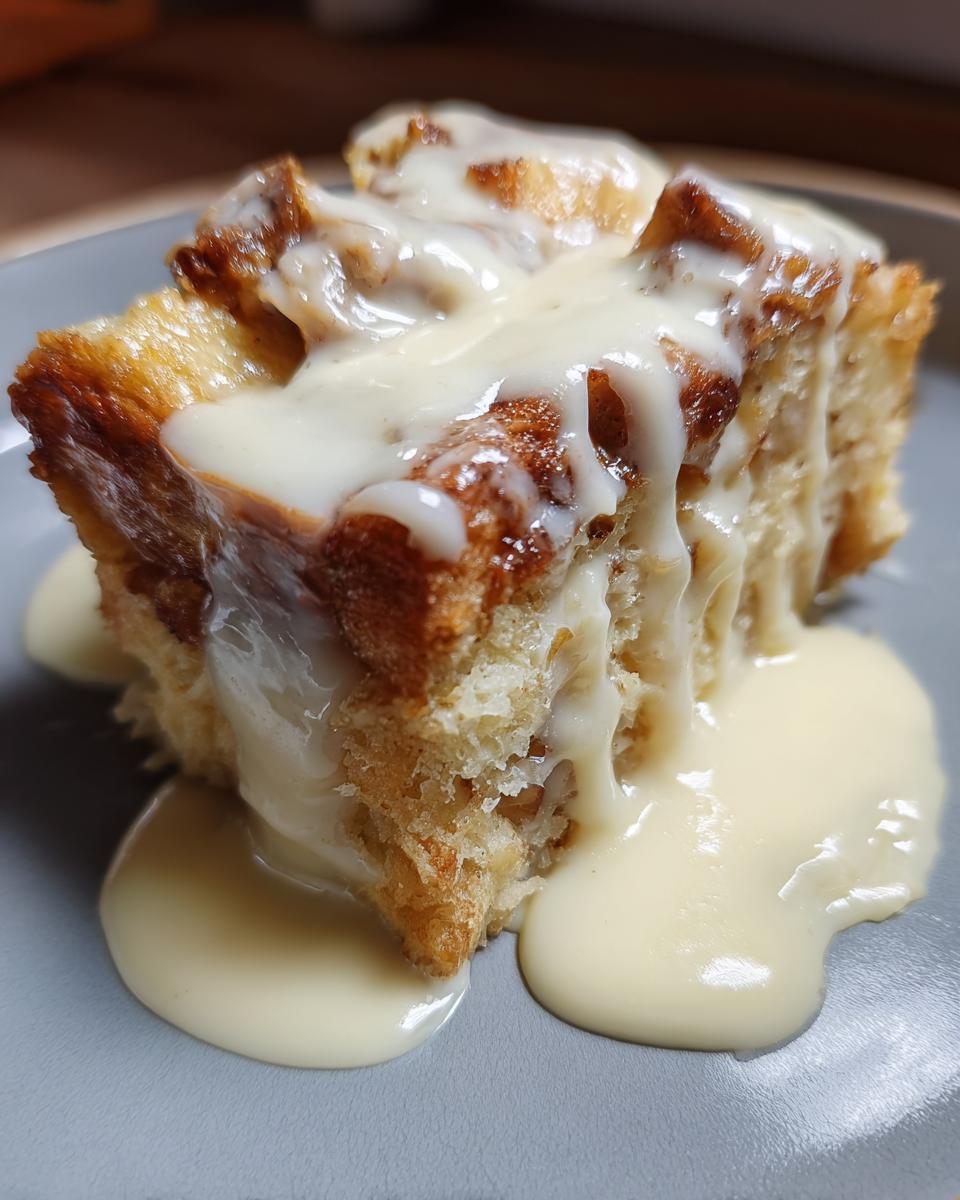 Grandma's Old-Fashioned Bread Pudding with Vanilla Sauce for Christmas, Thanksgiving - detail 4