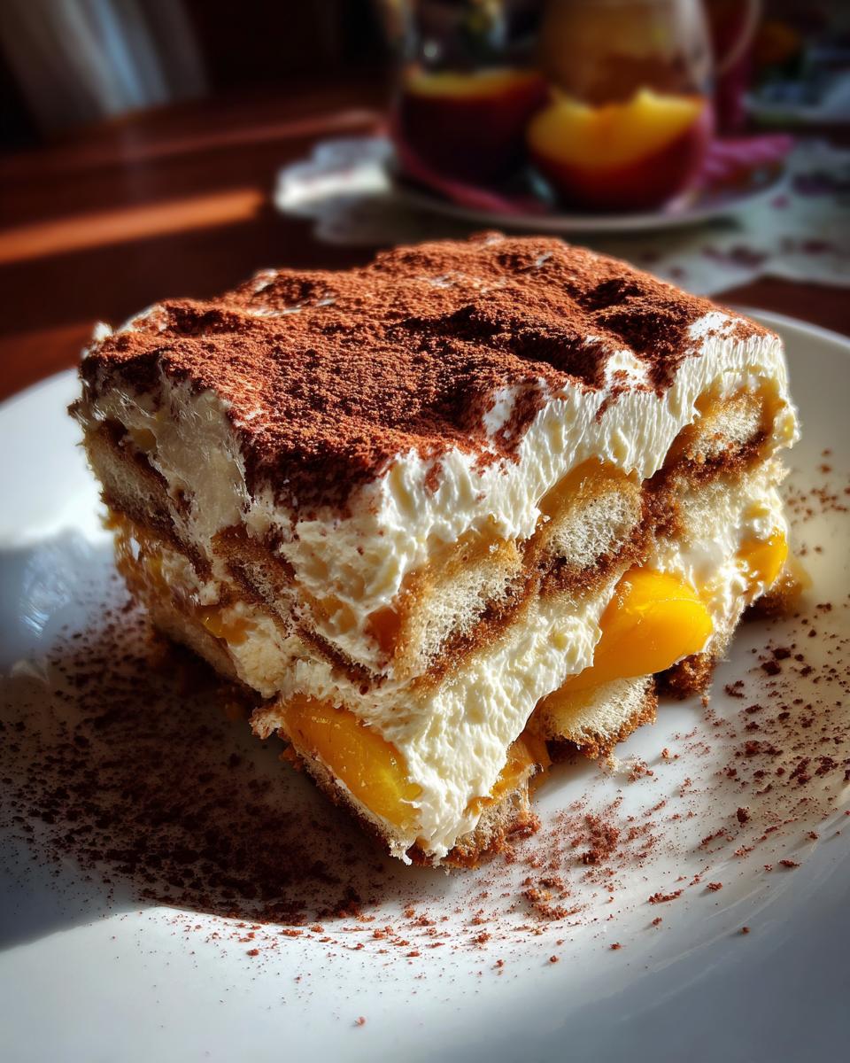Peach Tiramisu without Raw Eggs for Easter, Christmas - detail 2