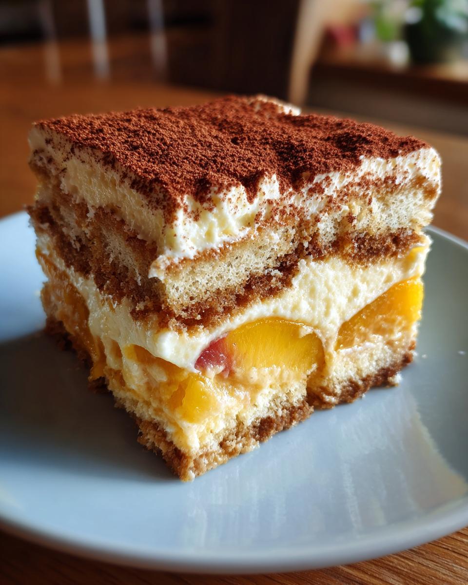 Peach Tiramisu without Raw Eggs for Easter, Christmas - detail 3