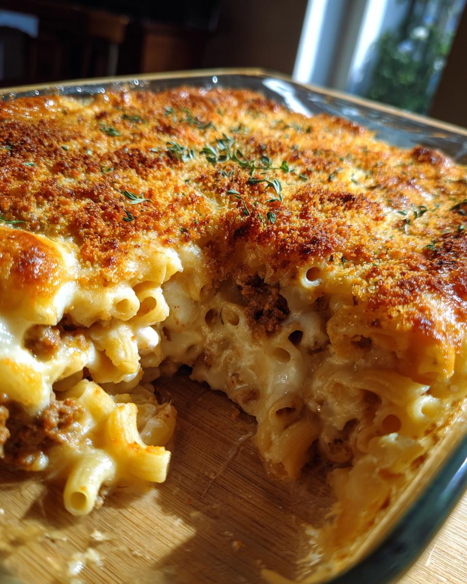 Raclette and Ground Beef Pasta Gratin for Christmas - detail 2