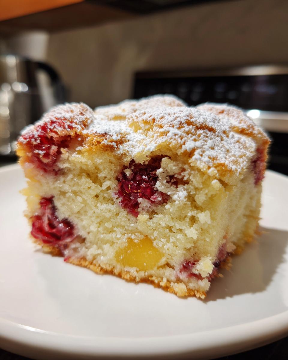 Raspberry Peach Cake for Christmas - detail 2