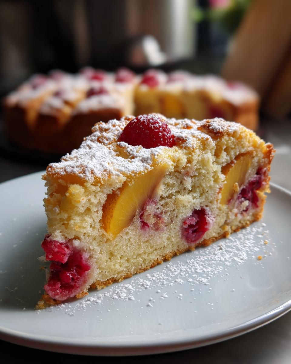 Raspberry Peach Cake for Christmas - detail 3