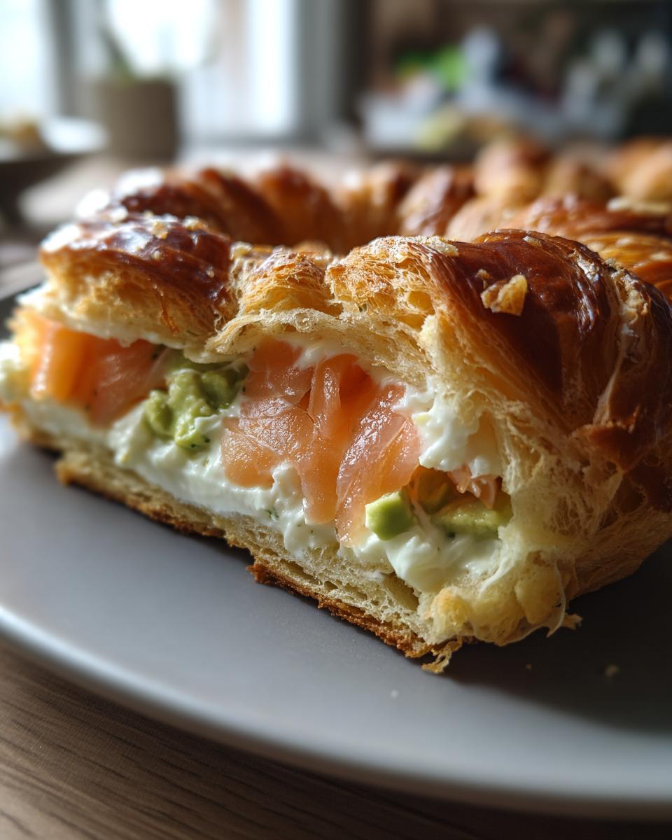 Savory Paris-Brest with Smoked Salmon, Avocado, and Cream Cheese for Easter, Christmas - detail 2