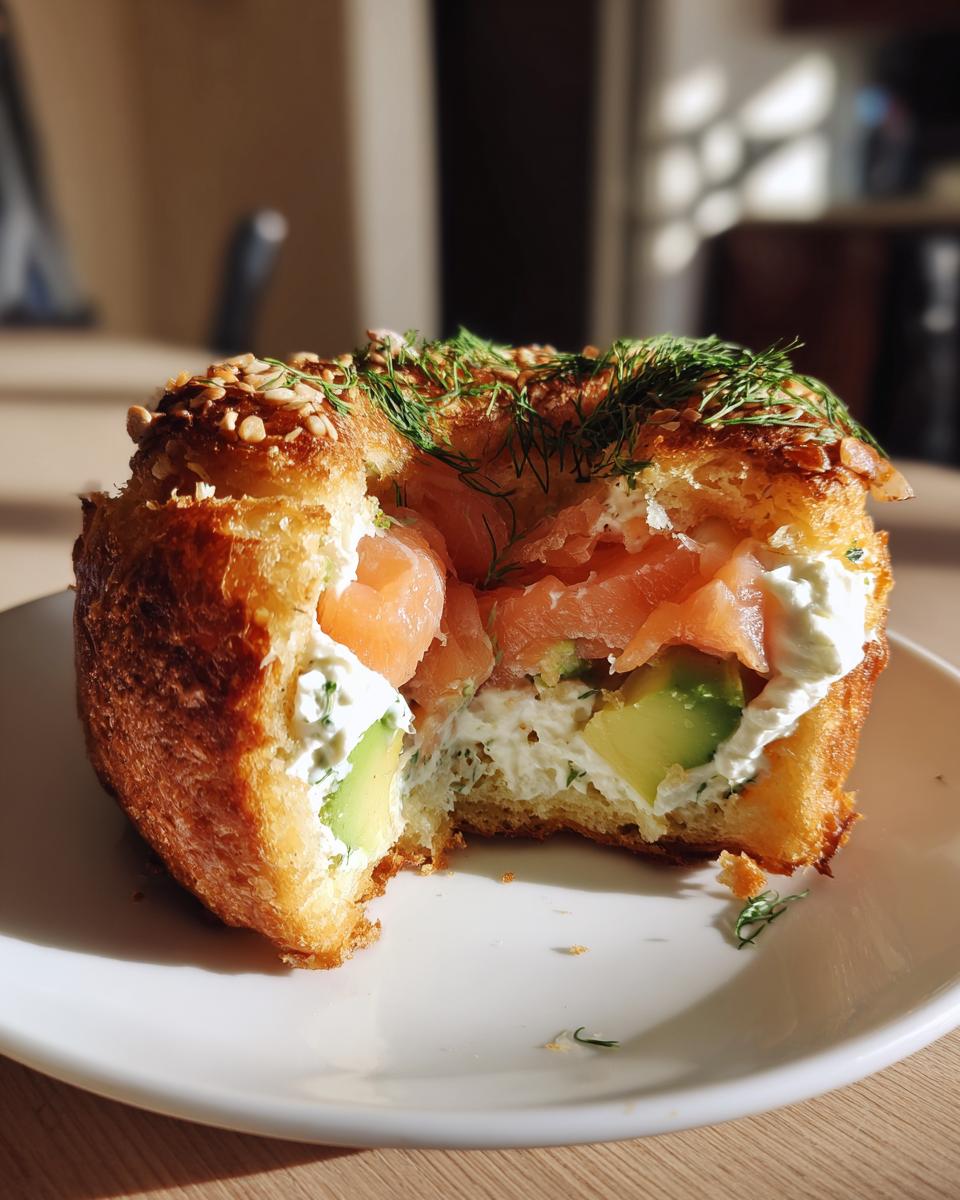 Savory Paris-Brest with Smoked Salmon, Avocado, and Cream Cheese for Easter, Christmas - detail 3