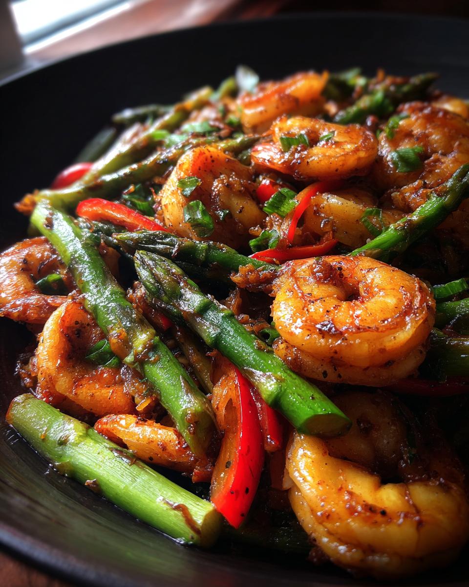 Shrimp and Asparagus Stir-fry for Christmas - detail 1