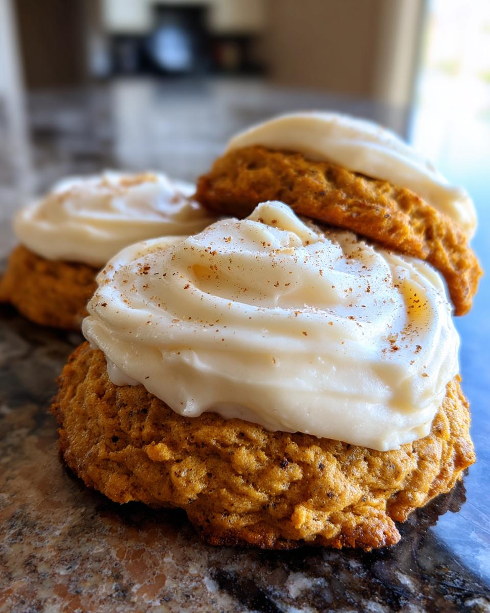 Soft Pumpkin Cookies with Cream Cheese Frosting for Halloween, Thanksgiving - detail 2