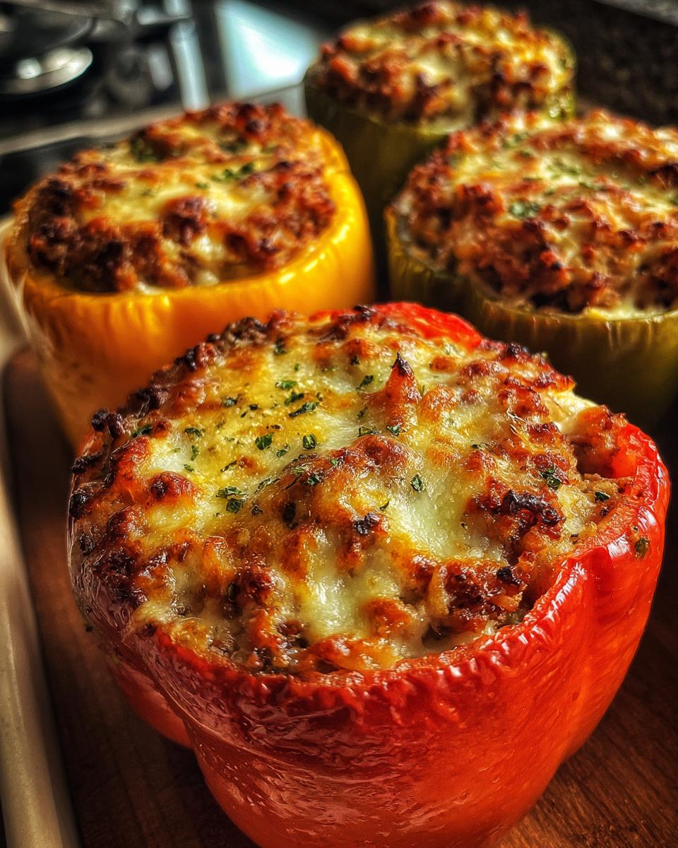 Stuffed Peppers with Meat and Cheese for Halloween, Thanksgiving - detail 3