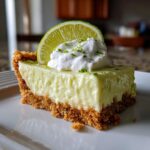A delicious slice of Key Lime Pie Bars with Graham Crust, topped with whipped cream and a lime wedge.
