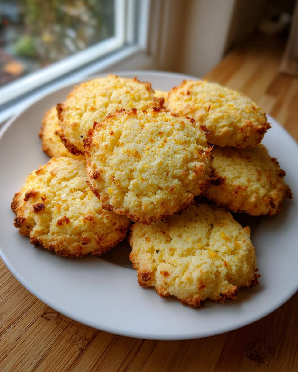 A stack of golden-brown Lemon Lavender Shortbread cookies on a white plate, sprinkled with lemon zest.
