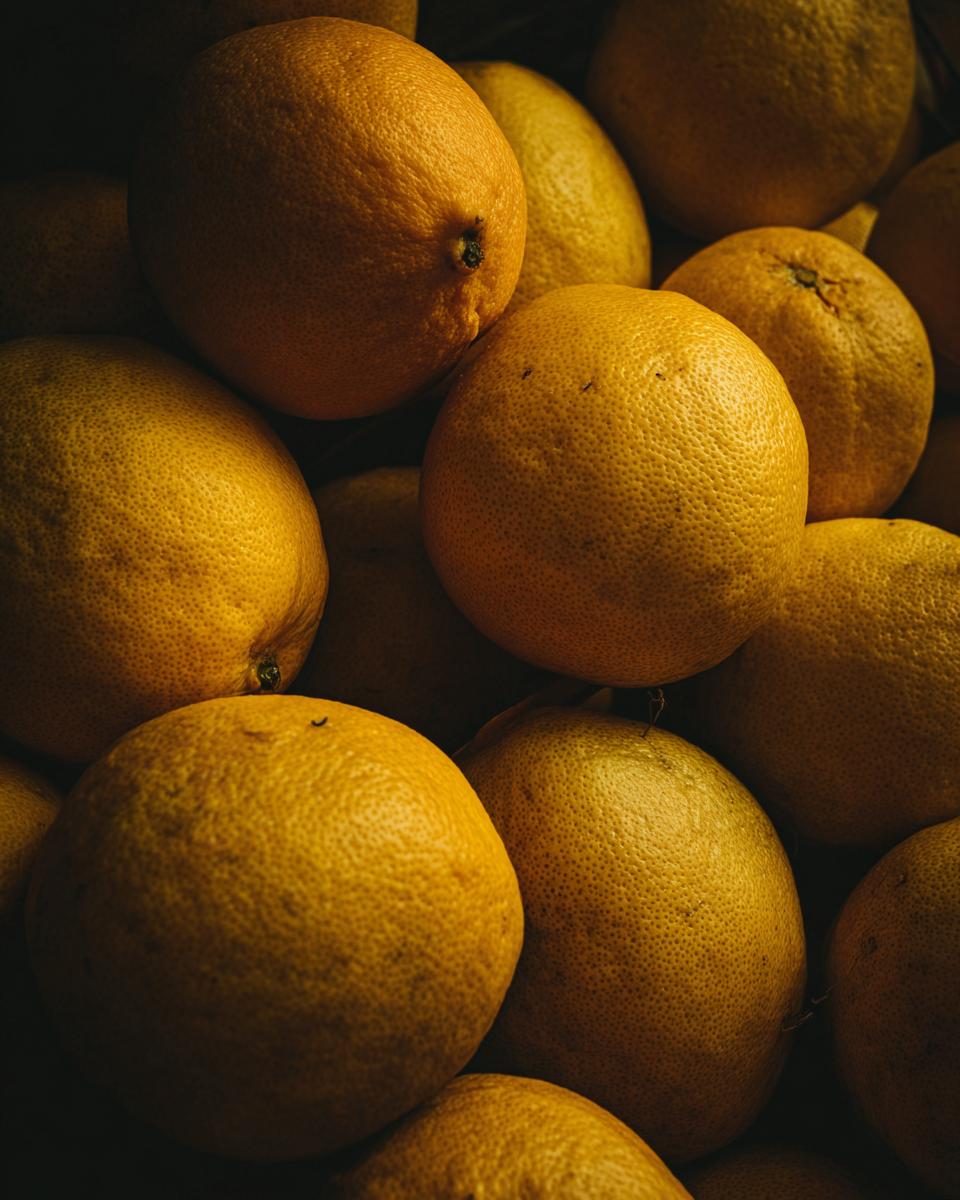 A pile of fresh, ripe oranges, ready to be used in a Mango Sticky Rice recipe.