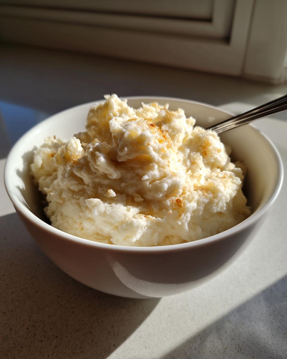 A bowl of fluffy Roasted Garlic Parmesan Mashed Potatoes, seasoned with a sprinkle of paprika.