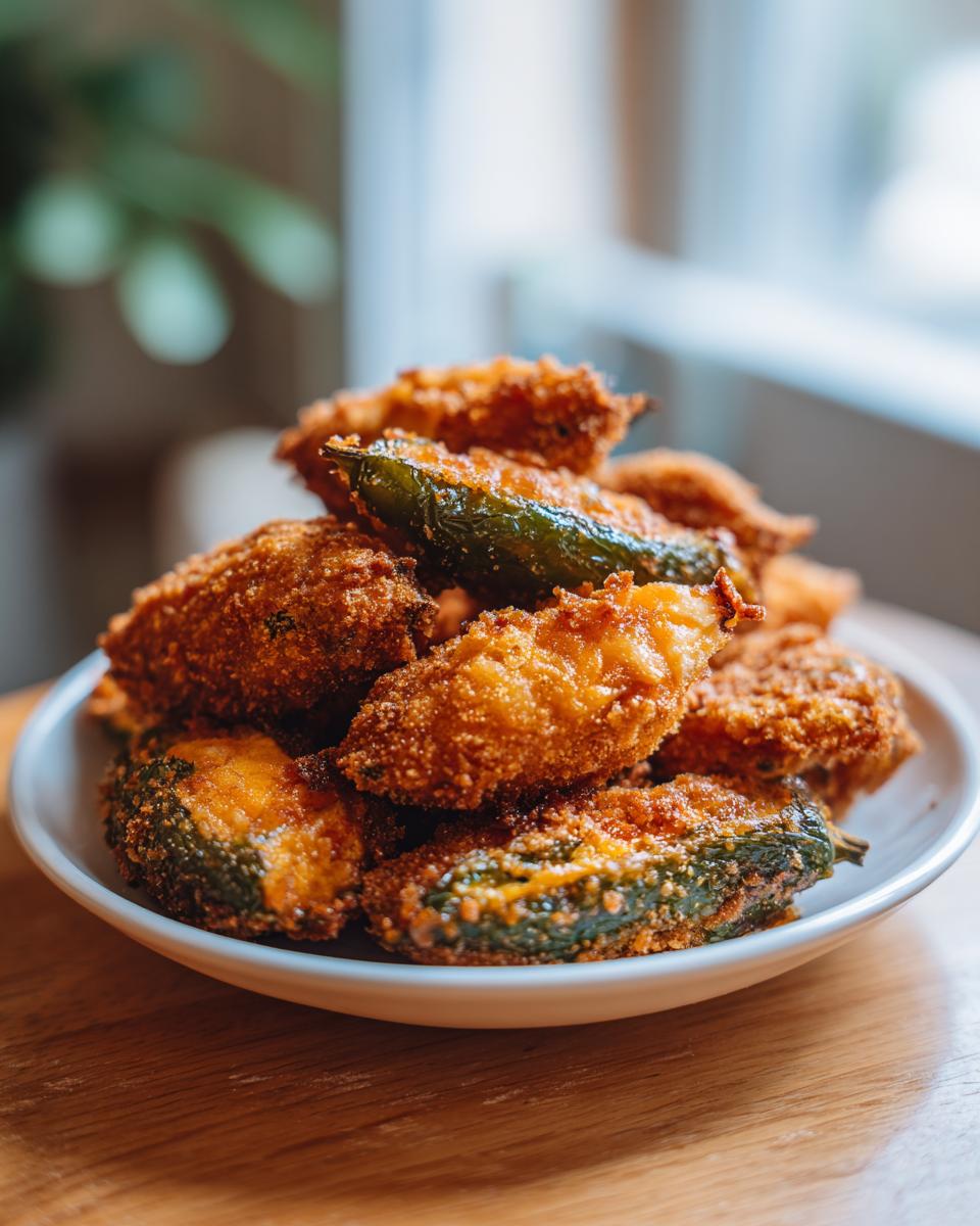 A pile of golden-brown, crispy Irresistible Texas Roadhouse Rattlesnake Bites on a white plate.