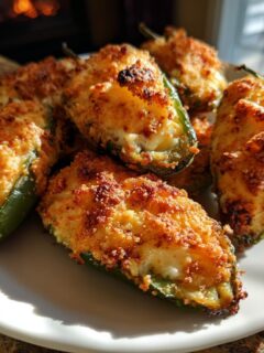 Close-up of golden-brown, crispy Irresistible Texas Roadhouse Rattlesnake Bites stuffed with cheese.