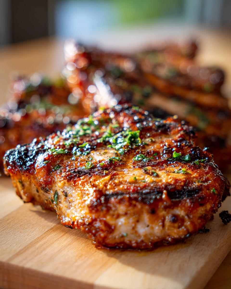 Close-up of juicy, grilled chicken breasts seasoned with herbs, perfect for summer bliss.