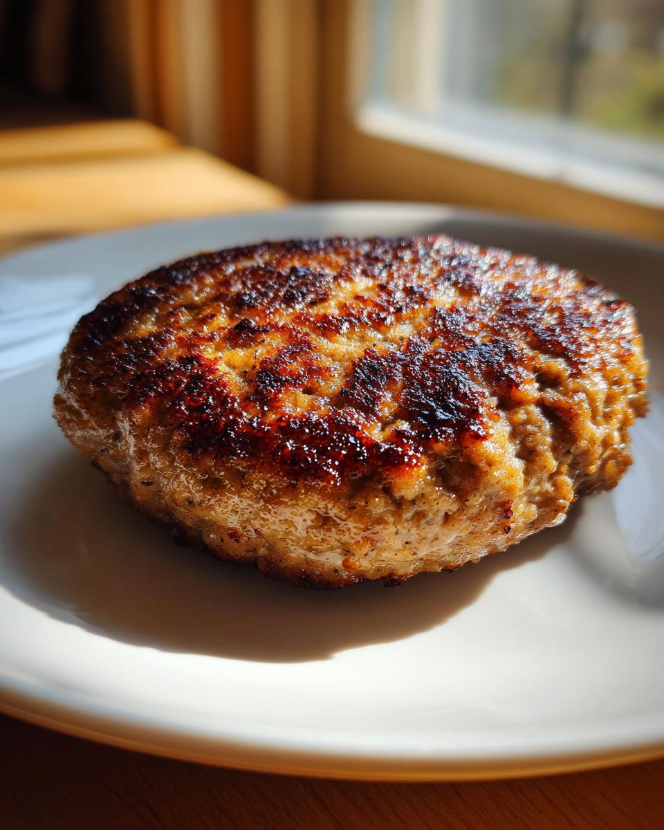 Close-up of a perfectly seared, juicy patty, ideal for making the Best Turkey Burgers.