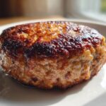 Close-up of a perfectly seared, juicy patty, ideal for the Best Turkey Burgers recipe.